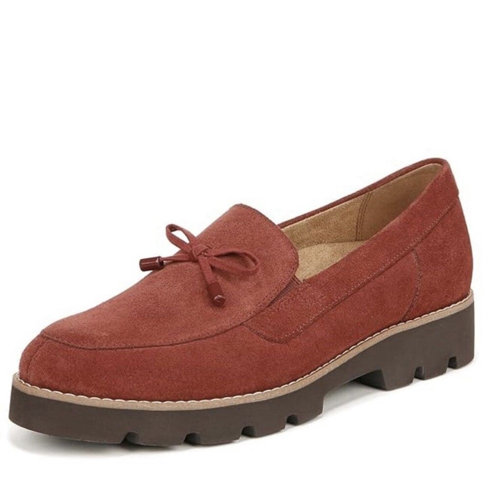 Vionic Finley Loafer Shoes Syrah Size 8W Wide Bow Chunky